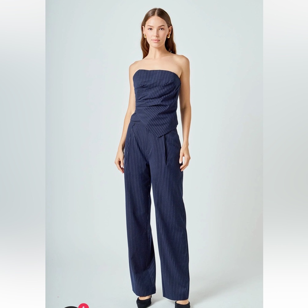 Endless Rose Strapless Navy Pinstripe Set